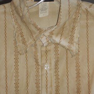 Men's beige & brown dyed fashion button down casual shirt (Small) from Buckle
